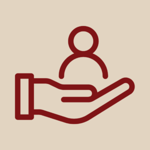 icon showing a hand holding a person