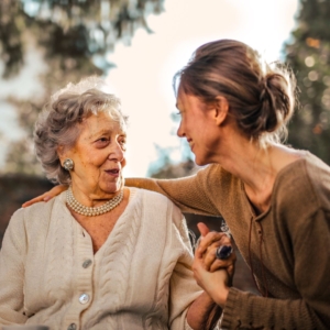 adult woman with her senior mother