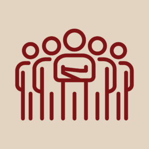 icon showing a team of people with head person standing front and center, arms crossed
