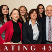 paralegals and attorneys from the Prue Law Group with an icon saying 45 years